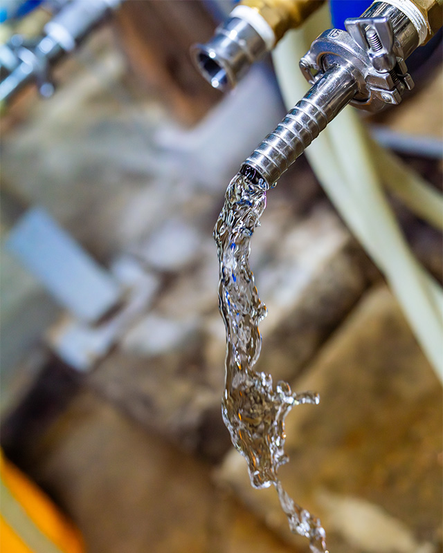 Sake pouring out of a spout